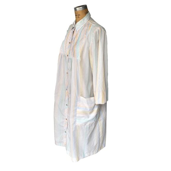 Vintage 60s XL Models Coat Pastel Striped Dress - Picture 2 of 4
